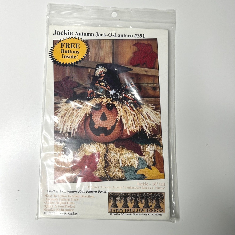 Jackie Autumn Jack-O-Lantern #391‎ Craft Sewing Pattern Halloween Decor